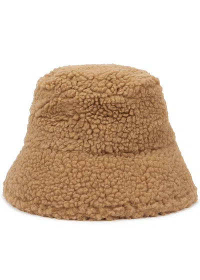Lack Of Color Teddy Camel Fleece Bucket Hat In Brown