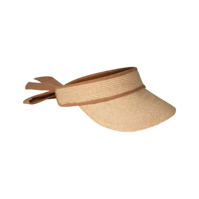 Lack Of Color Women's Linen Visor In Natural/cinnamon In Brown