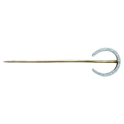 Pre-owned Lacloche Freres Lacloche Paris 18k Yellow Gold, Platinum & Diamond Horseshoe Stick Pin Antique