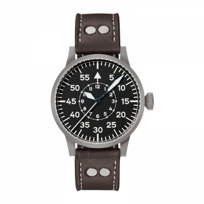 Laco Pilot Watch Original Automatic Black Dial Men's Watch 861749 In Brown/silver Tone/black