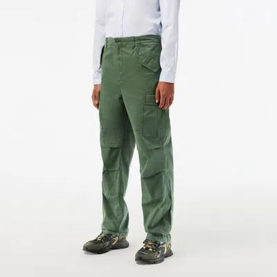 Lacoste Men's Straight Fit Cotton Cargo Pants - 36 In Green