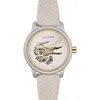 Lacoste 12.12 Automatic Off White Leather Strap Watch, 38mm In Metallic