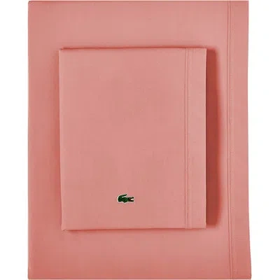 Lacoste 220 Thread Count 100% Cotton Percale Sheet Set In Brown
