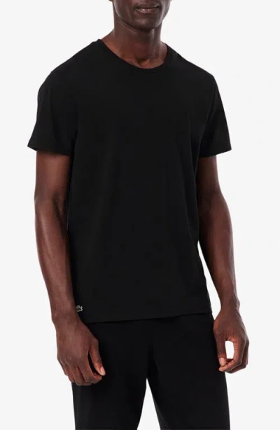 Lacoste 3-pack Cotton Crewneck T-shirts In Black