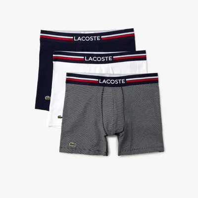 LACOSTE MEN'S 3-PACK COTTON BOXER BRIEFS - XS