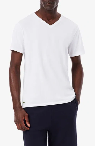 Lacoste 3-pack Cotton V-neck T-shirts In White