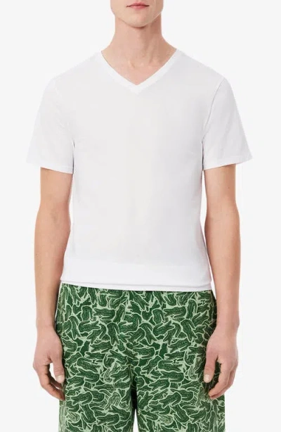 Lacoste 3-pack Cotton V-neck T-shirts In White