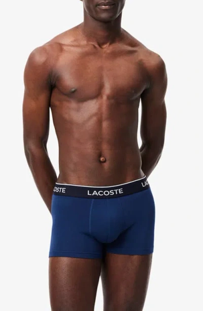 Lacoste 3-pack Stretch Cotton Boxer Briefs In Blue
