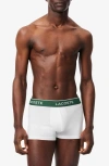 Lacoste 3-pack Stretch Cotton Boxer Briefs In Black/white/silver Chine