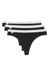 Lacoste 3-pack Stretch Cotton String Briefs In Black