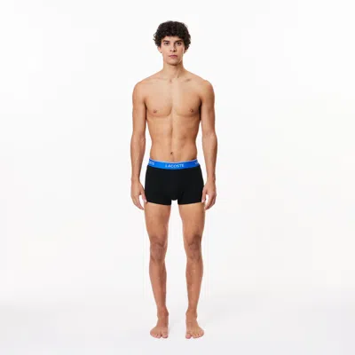 Lacoste 3-pack Stretch Cotton Trunks - Xl In Black