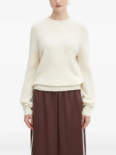 Lacoste 3d Knitted Logo Sweater In Neutral