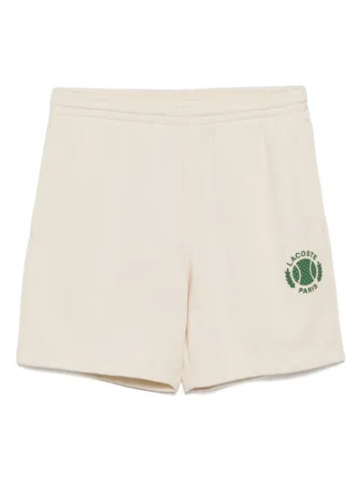 Lacoste 3d-print Fleece Shorts In Neutrals