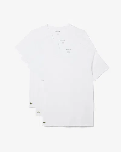 Lacoste 3-pack Cotton Crew Neck Mens T-shirts In White