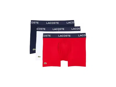 Lacoste 3-pack Solid With Semi Fancy Belt Underwear Trunks In Multi