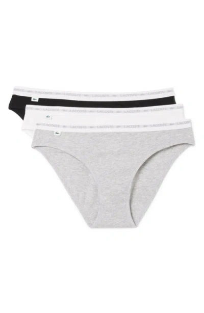 Lacoste 3-pack Stretch Cotton Bikini Briefs In Gray