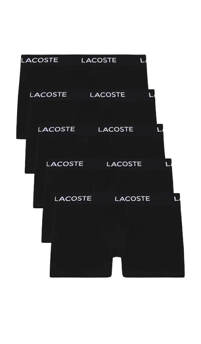 Lacoste 5-pack Stretch Cotton Trunks In Black