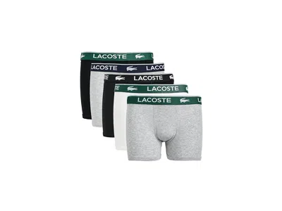 Lacoste 5-pack Boxer Brief (big Kid) Boy's Underwear Argent Chine Heather : Sm (6-8 Little Kid/big Kid), Cot In Multi