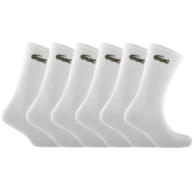 Lacoste 6 Pack Sport Crew Socks White