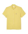 Lacoste Collared Shirt With Pocket And Short Sleeves In Yellow