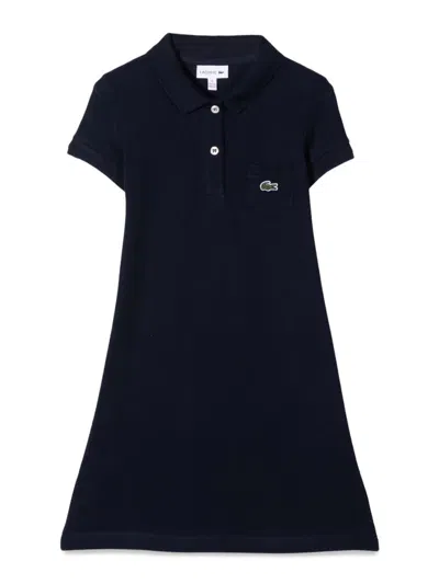 Lacoste Kids' Abito A Polo In Cotone In Blue