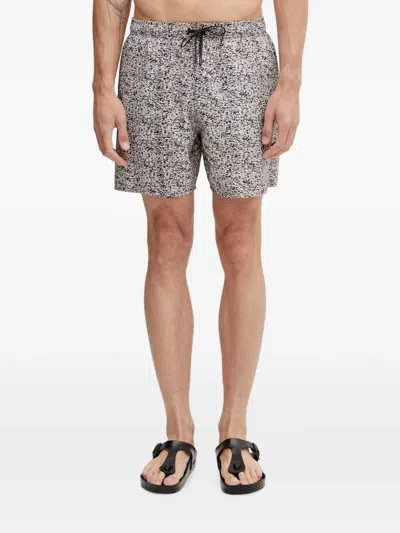 Lacoste Abstract-print Swim Shorts In White