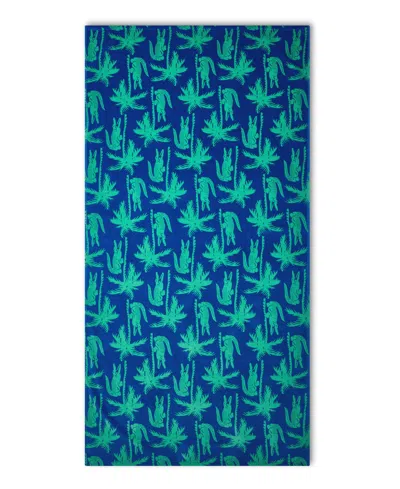 Lacoste All-over Crocodile Palm Print Cotton Beach Towel, 36" X 72" In Blue