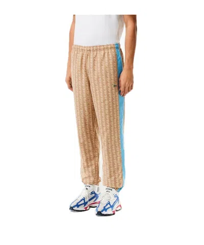 Lacoste Allover Jacquard Jogger Pants In Brown