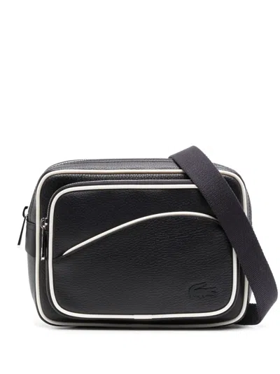 Lacoste Angy Grain Leather Reporter Bag In Blue