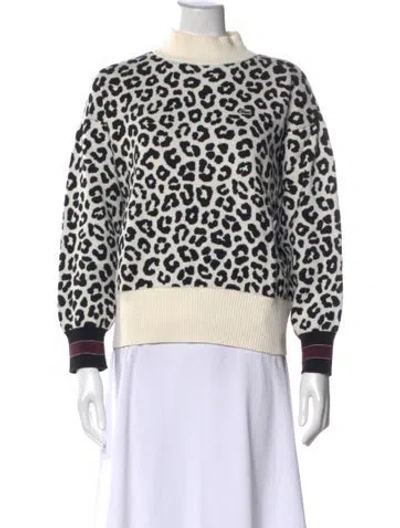 Pre-owned Lacoste Animal Print Mock Neck Sweater In Multi