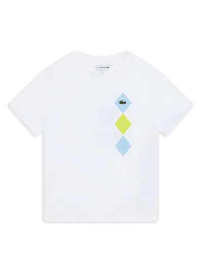 Lacoste Kids' Argyle-detailing T-shirt In White