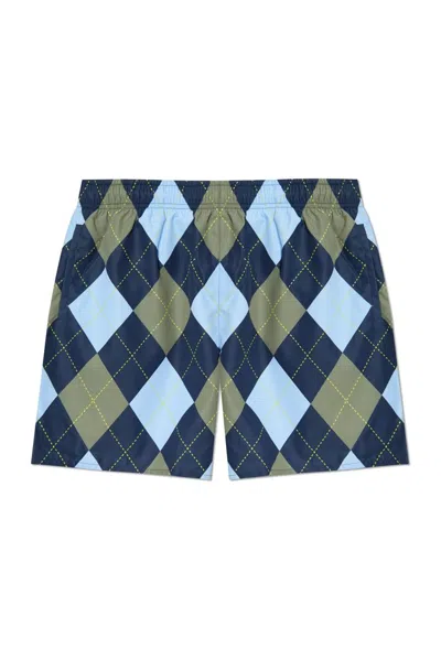 Lacoste Argyle Pattern Swim Shorts In Navy