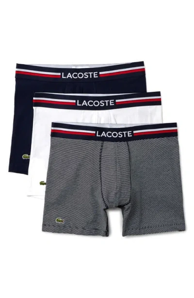 LACOSTE LACOSTE ASSORTED 3-PACK LOGO BOXER BRIEFS