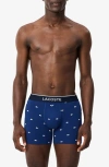 Lacoste Assorted 3-pack Stretch Cotton Boxer Briefs In Blue