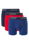 Lacoste Assorted 3-pack Stretch Cotton Boxer Briefs In Multi