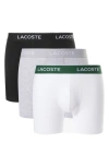 Lacoste Assorted 3-pack Stretch Cotton Boxer Briefs In Multi
