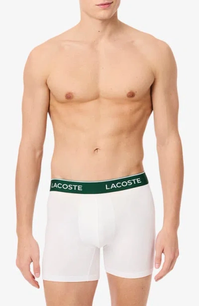 Lacoste Assorted 3-pack Stretch Cotton Boxer Briefs In Black/white/silver Chine