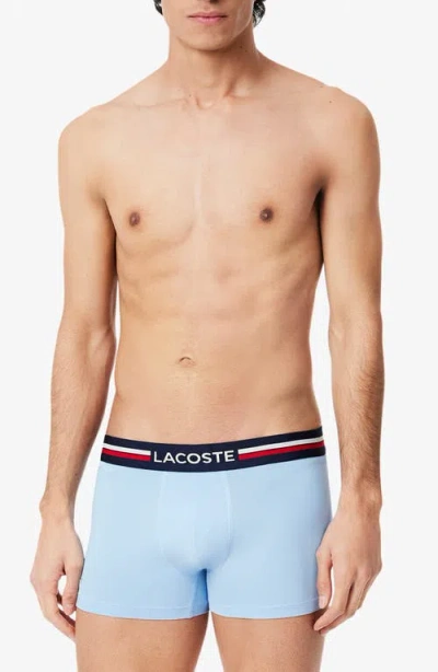 Lacoste Assorted 3-pack Stretch Cotton Boxer Briefs In Blue