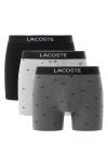 Lacoste Assorted 3-pack Stretch Cotton Boxer Briefs In Gray