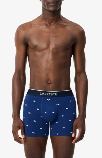 LACOSTE LACOSTE ASSORTED 3-PACK STRETCH COTTON BOXER BRIEFS