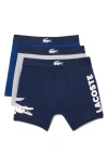 Lacoste Assorted 3-pack Stretch Cotton Boxer Briefs In Multi