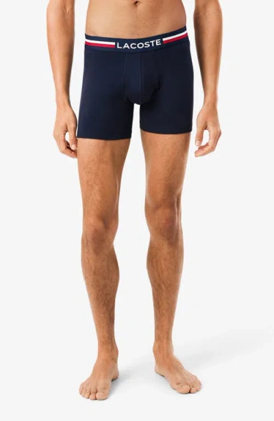 Lacoste Assorted 3-pack Stretch Cotton Boxer Briefs In Black