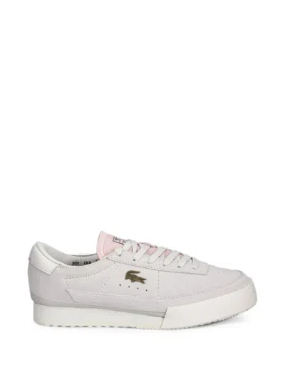 Lacoste Aura Logo-plaque Suede Sneakers In White