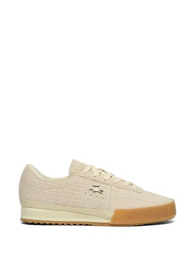 Lacoste Aura Perforated-leather Sneakers In Neutral