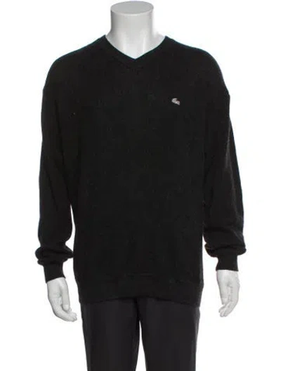 Pre-owned Lacoste Baby Alpaca V-neck Pullover In Black
