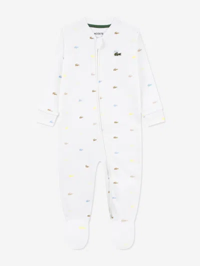 Lacoste Baby Boys Footed Croco Print Coverall In Multi