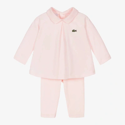 Lacoste Baby Girls Pink Cotton Leggings Set