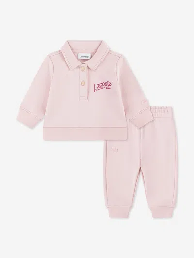 Lacoste Baby Girls Polo Fleece Tracksuit In Pink