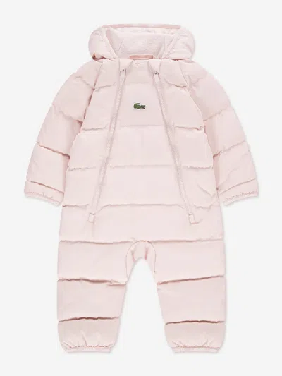 Lacoste Kids'  Baby Girls Solid Pramsuit In Pink