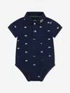 Lacoste Baby Pique Polo Bodysuit In Blue